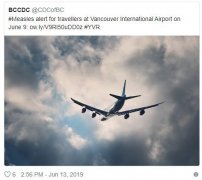 空运港口-加拿大疾控中心：北京飞温哥华航班一婴儿感染麻疹
